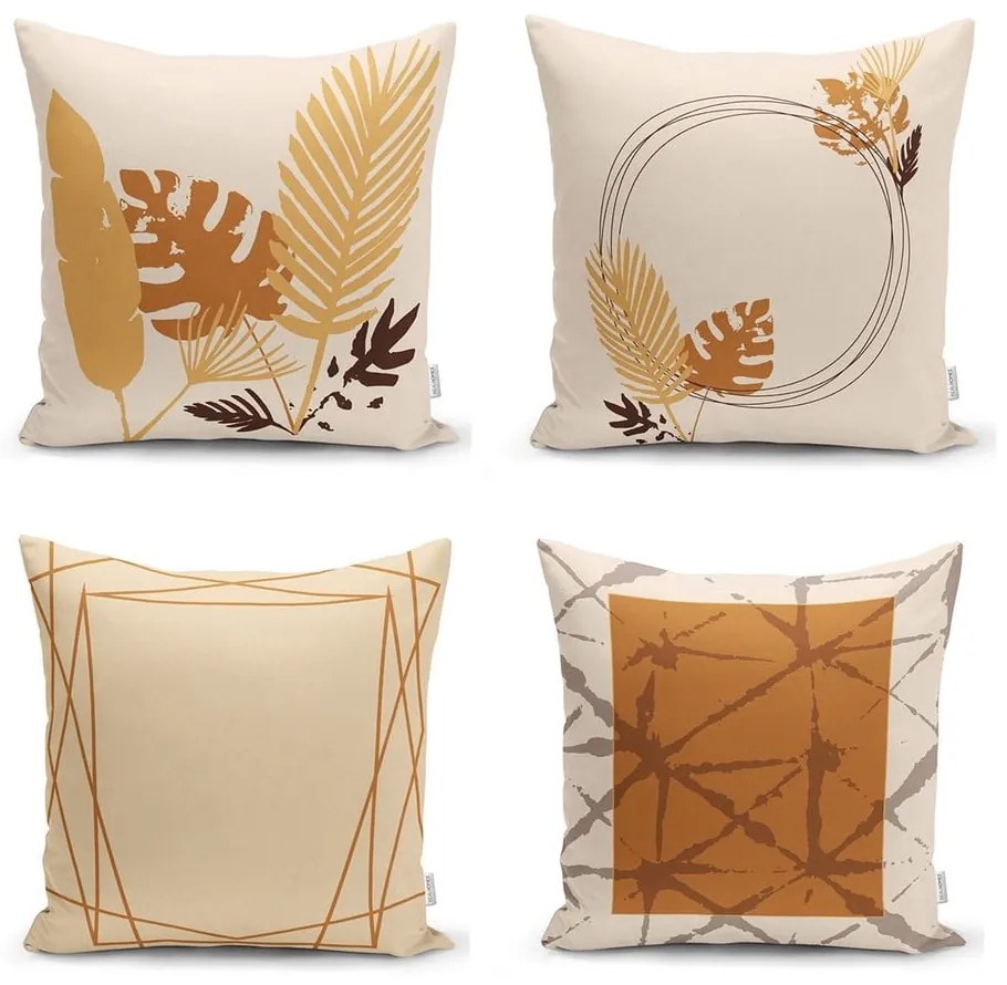 Oranžovo-béžové obliečky na vankúše v súprave 4 ks 43x43 cm - Minimalist Cushion Covers