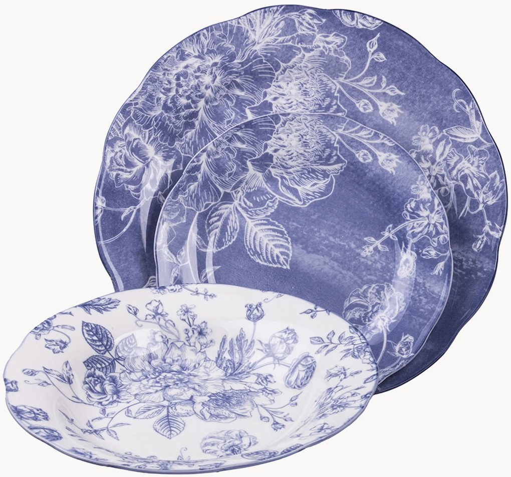 Porcelánová súprava riadu Fleurette Lilac, 6 osôb, 18 ks