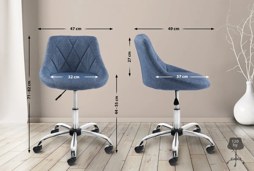 Design-Shop Pracovná stolička Lazio - látka - Modrá