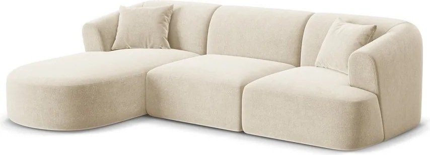 Béžová zamatová rohová pohovka (ľavý roh/s leňoškou) Campi – Cosmopolitan Design