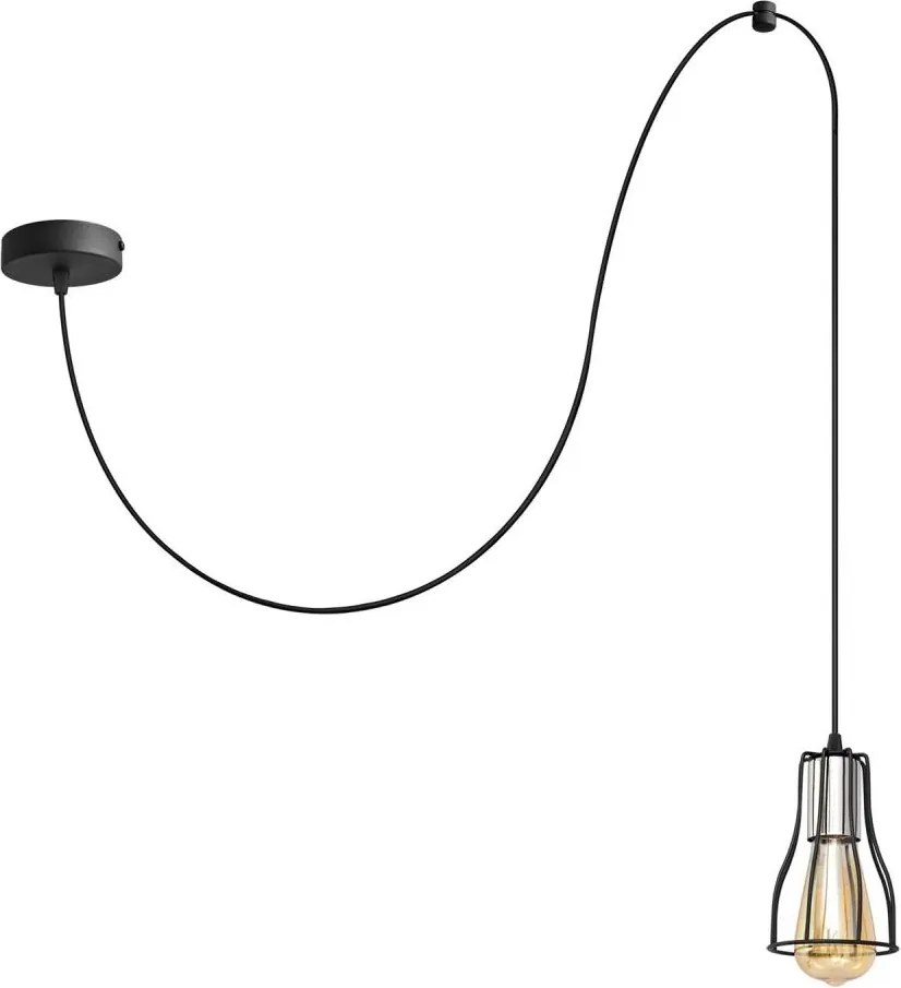 Luster na lanku TUBE 1xE27/15W/230V čierna/chróm