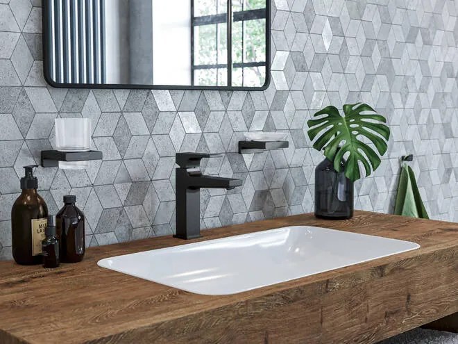 Hansgrohe Metropol, umývadlová batéria 110 s výpustom Push-Open, kefovaná čierná chrómová, HAN-32507340