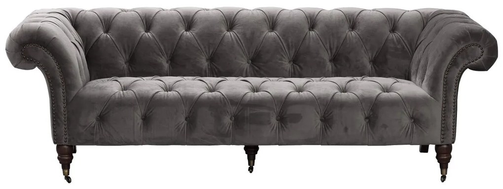 Pohovka Chesterfield Glamour Velvet Dark Grey pre 3 osoby