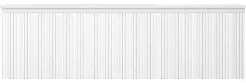 Mexen Rivel, kúpeľňová skrinka 160 cm s ľavým umývadlom Vela, 1S, 1D, drážkovaná, biela matná, 91A23-16047-3-BBFF01-W23L01