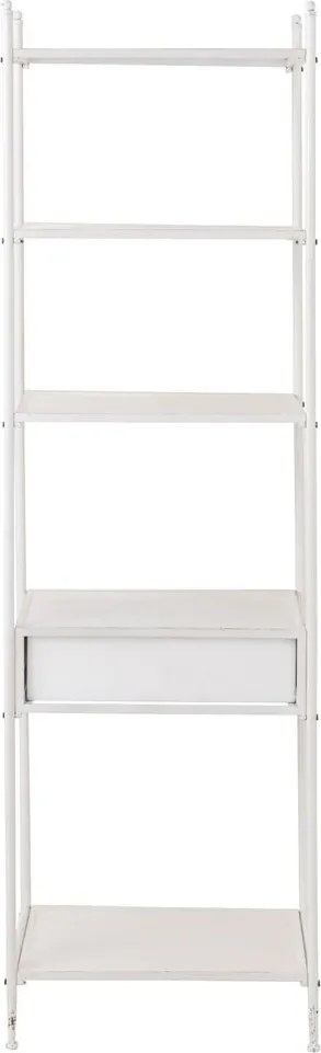 Biely antik kovový policový regál so šuplíkom Valio White - 55*37*185cm