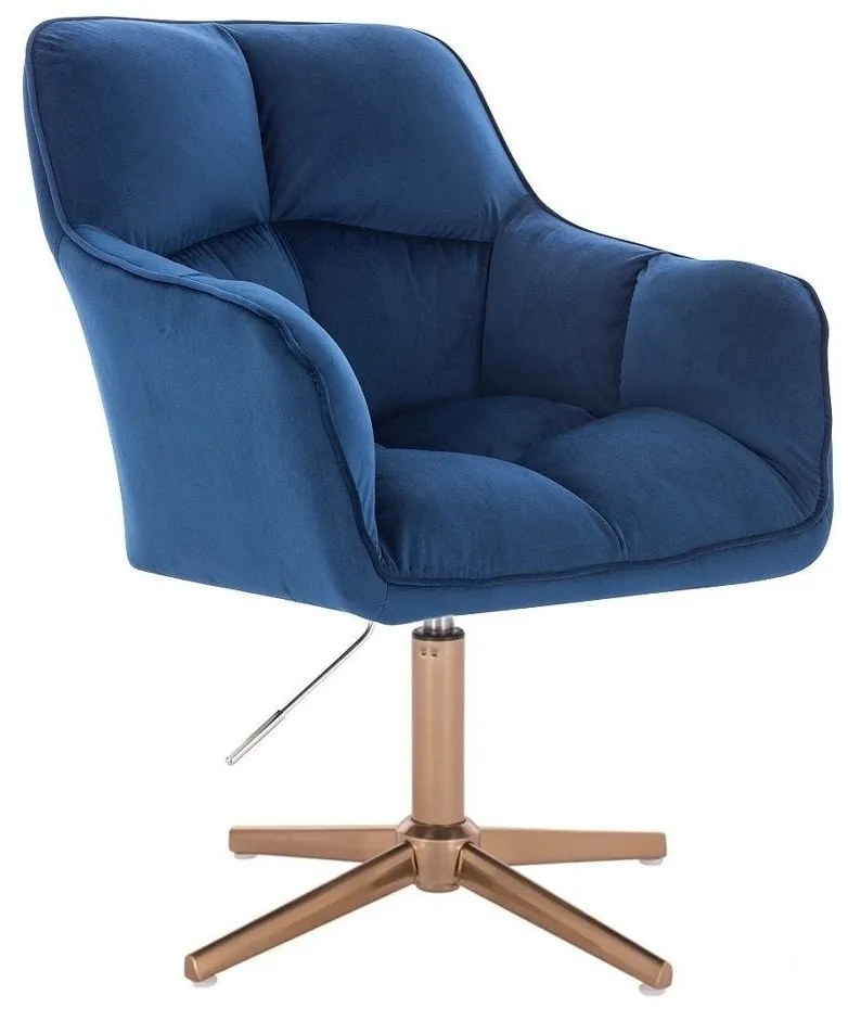 LuxuryForm DESIGN Kreslo AMALFI VELUR na zlatom kríži - modré