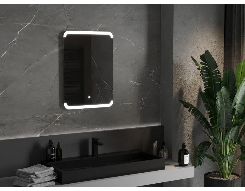 Mexen Nida, LED kúpeľňové zrkadlo s podsvietením 50x70 cm, 6000K, ochrana proti zahmlievaniu, 9806-050-070-611-00