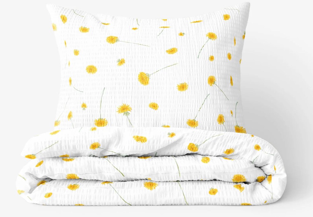 Goldea krepové posteľné obliečky - púpavy 140 x 200 a 70 x 90 cm