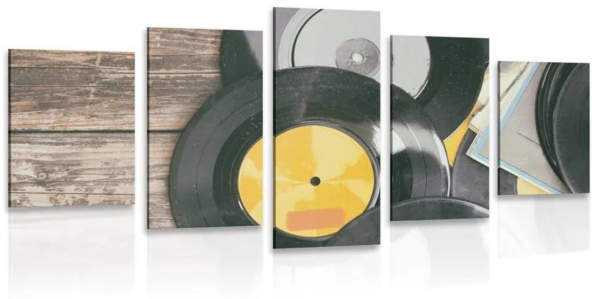 5-dielny obraz staré platne gramofónu Varianta: 200x100