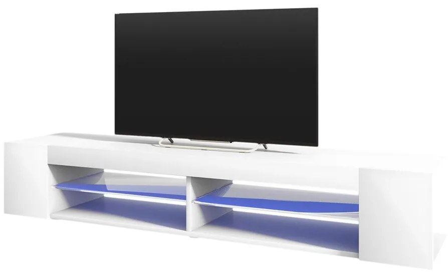 TV skrinka/stolík Monty 180 (s osvetlením) (biela). Akcia -19%. Vlastná spoľahlivá doprava až k Vám domov. 1098623