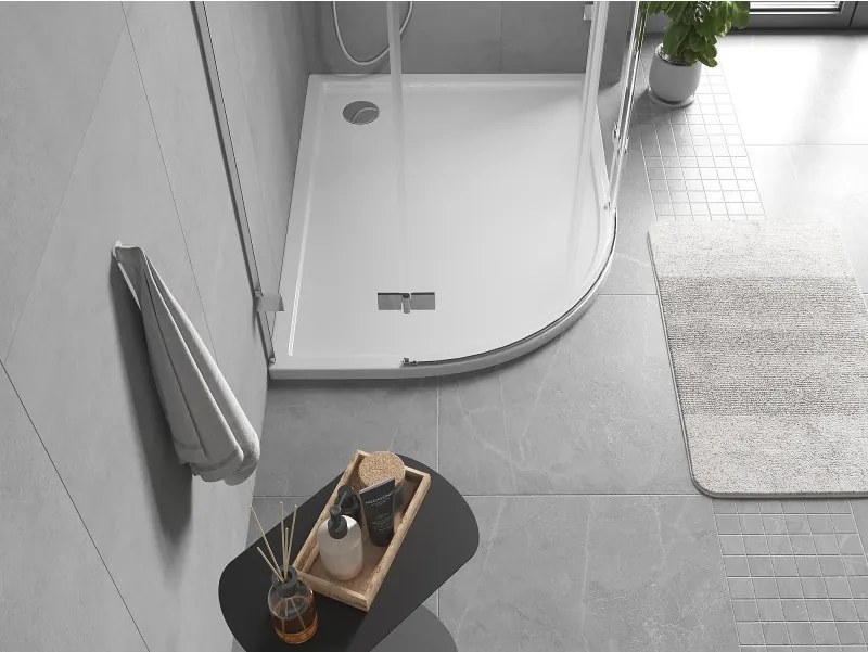 Mexen Flow sprchová vanička polokruhová asymetrická slim pravá 100 x 80 cm, biely lesk - 46Q108010R