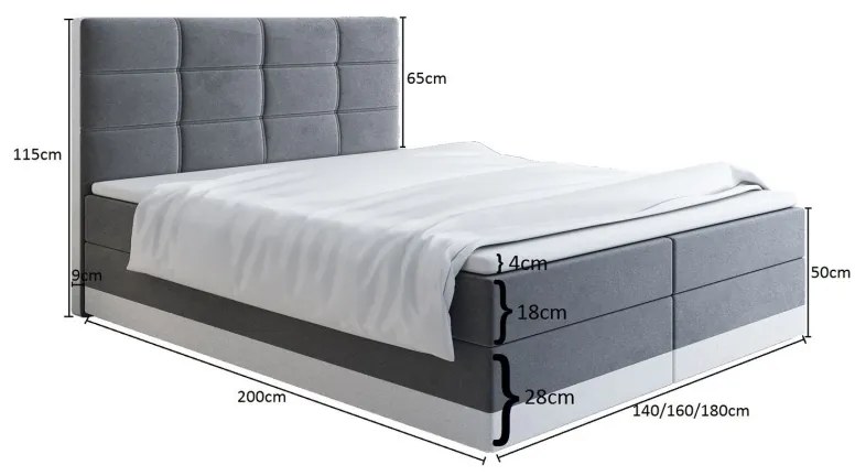 Čalúnená posteľ LILLIANA 1 - 180x200, biela