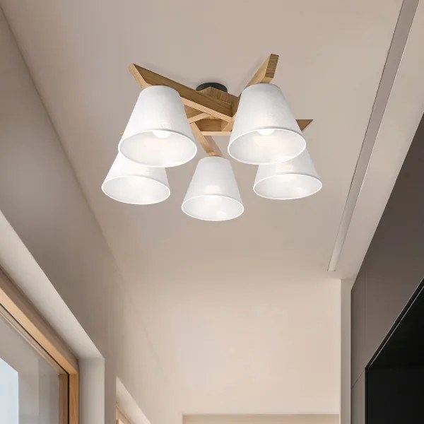 Brilagi - LED  Prisadený luster ANTHONY 5xE14/40W/230V dub/biela