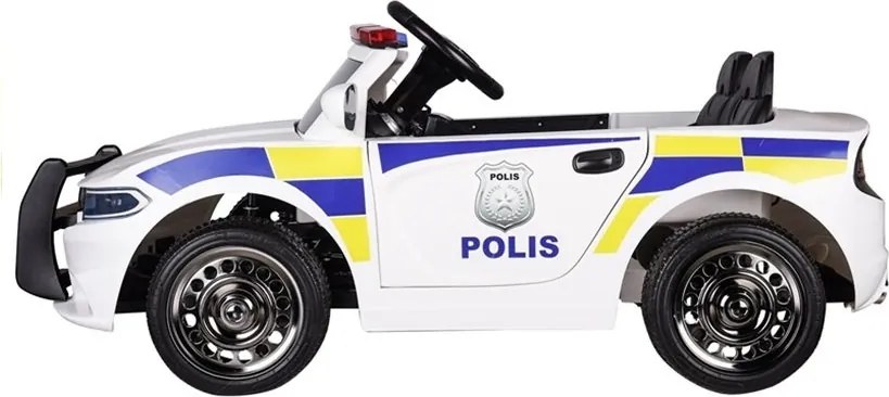 LEAN CARS Elektrické policajné autíčko biele, EVA kolesá, MP3