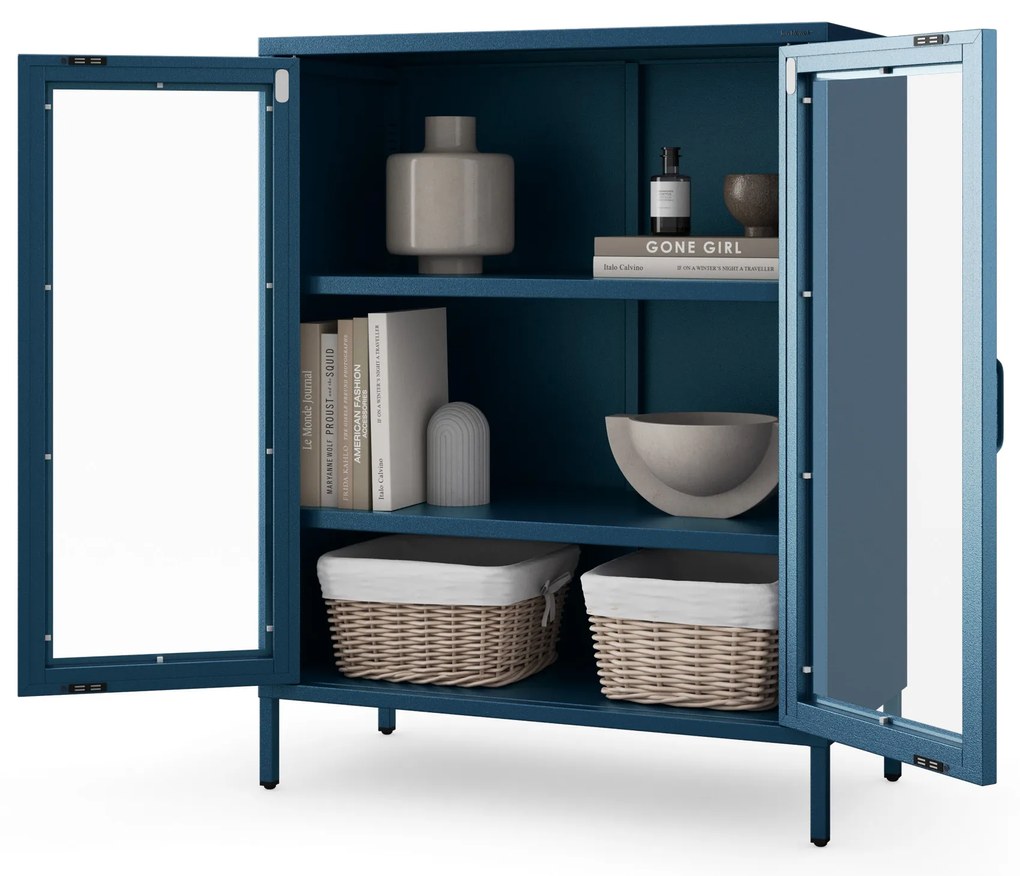 Vitrína GINA, 800 x 1015 x 400 mm, Modern: tmavomodrá farba