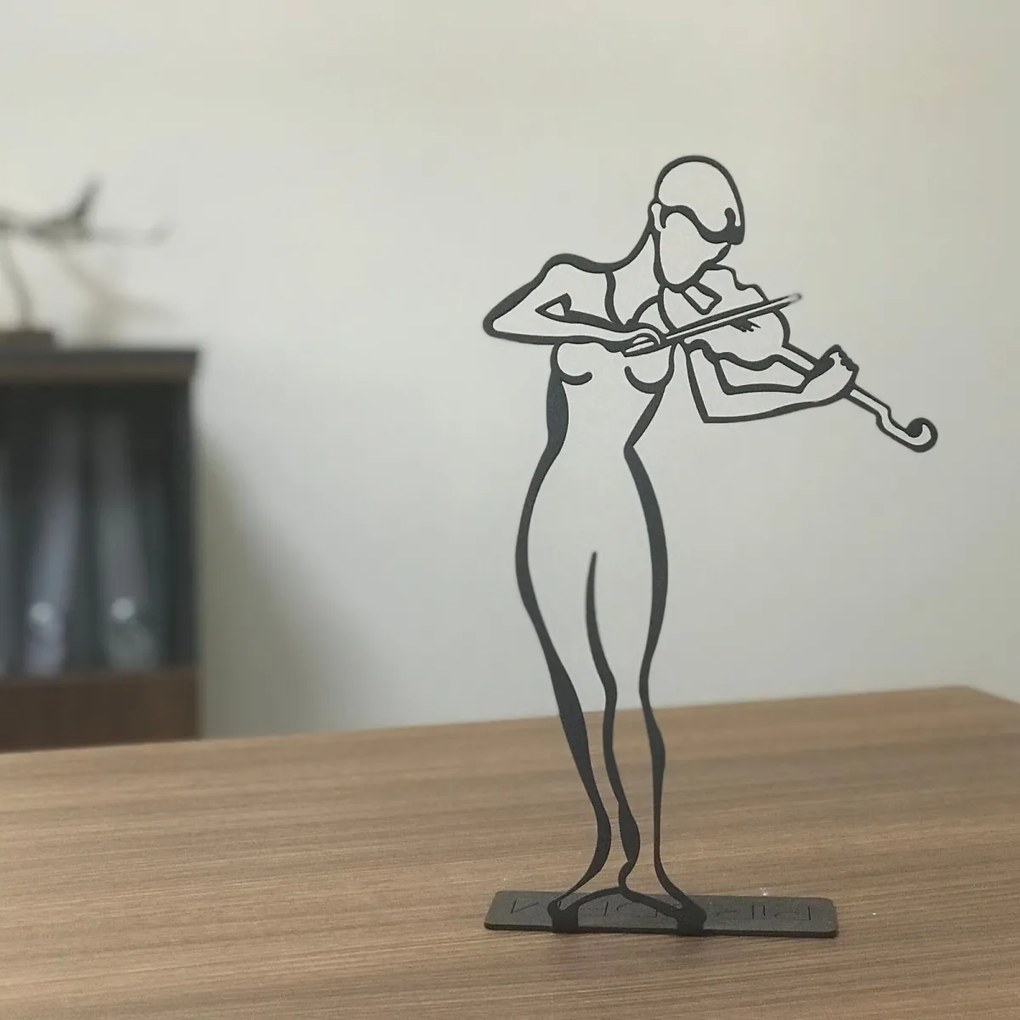 Kovová dekorácia Violinist 30 cm čierna