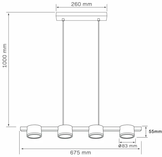 LED Luster na lanku MIRELLA 4xGX53/6W/230V zlatá/čierna