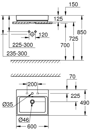 GROHE 3947700H - Umývadlo CUBE CERAMIC 600 × 490 mm keramika/biela