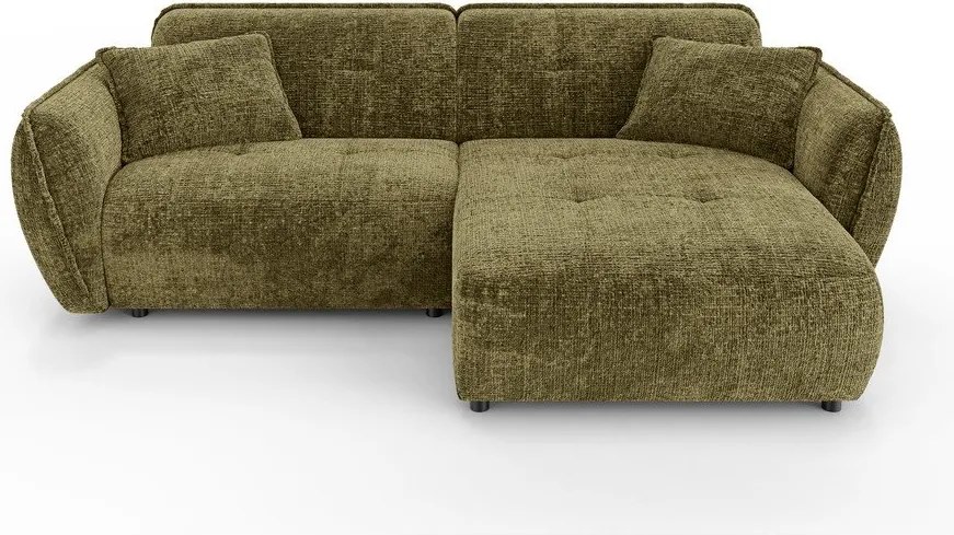 Zelená ženilková rohová pohovka (pravý roh/s leňoškou) Nelia – Ropez