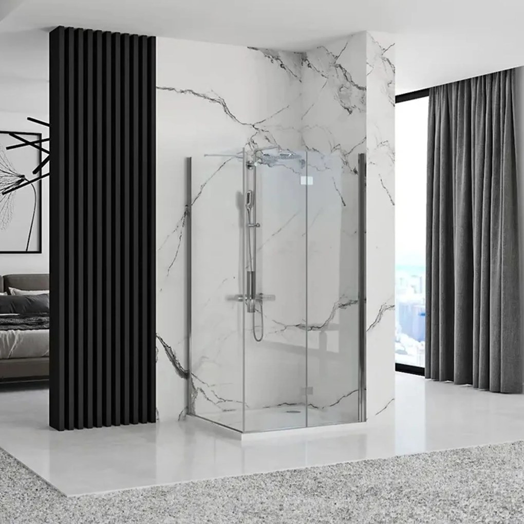 Rea Molier, sprchová kabína 90(dvere) x 90(stena) x 190 cm, 6mm číre sklo, chrómový profil, KPL-K0539