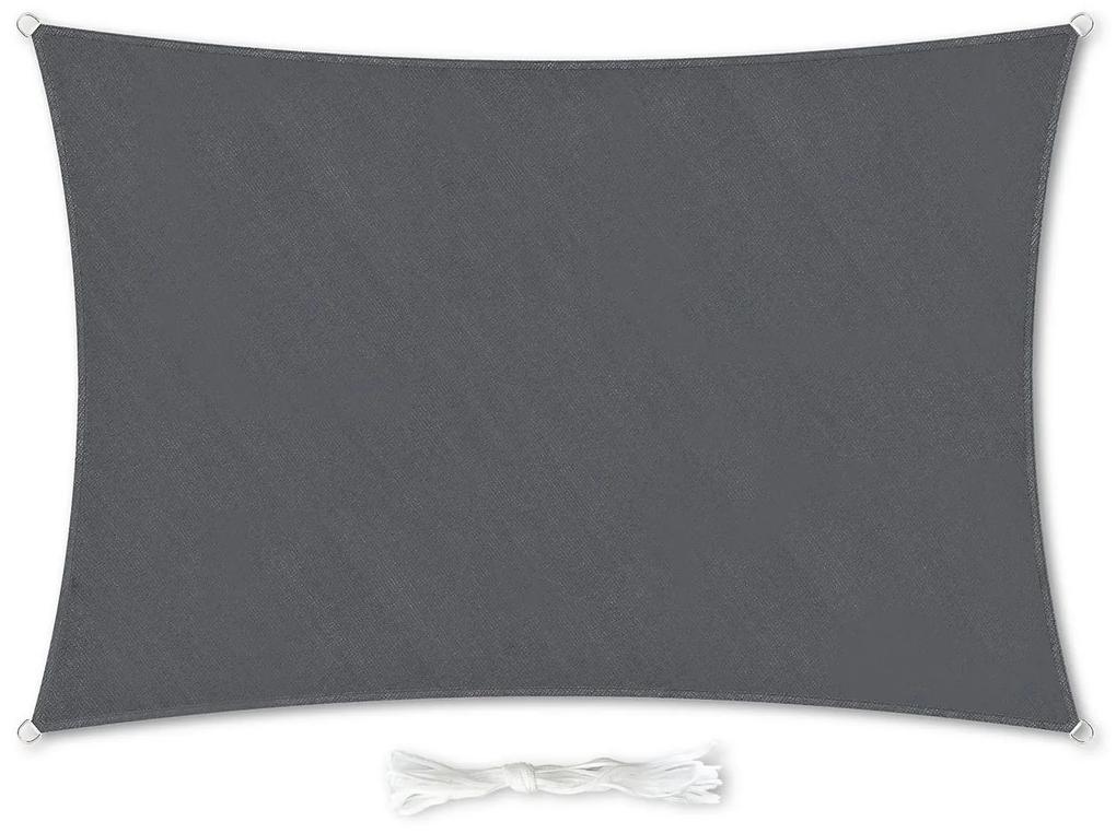 Obdĺžniková slnečná clona, 3 × 5 m, polyester, priedušná