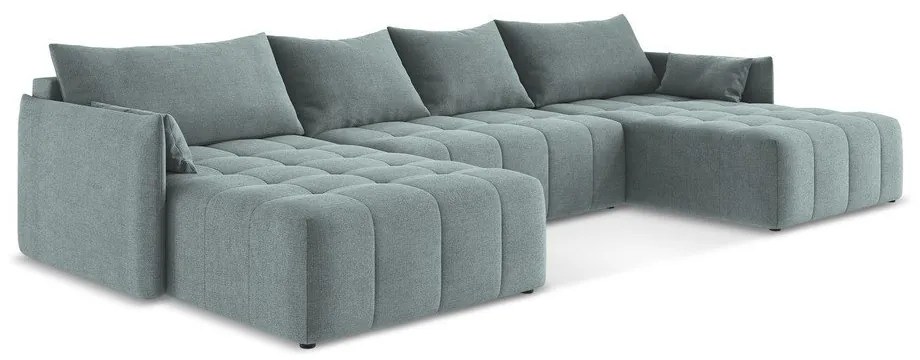 Modrá rozkladacia/s úložným priestorom rohová pohovka (do tvaru "U") Moku – Makamii