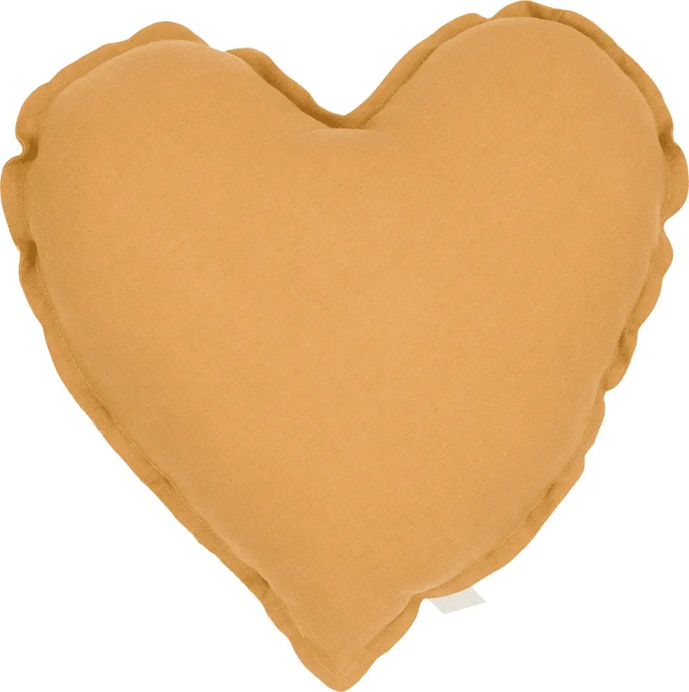 Ľanový vankúš srdce karamelová 44cm