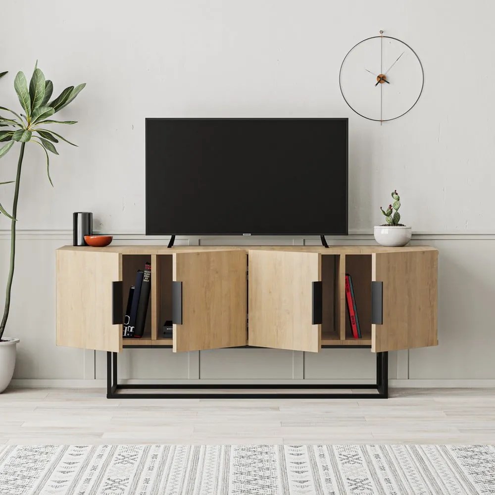 TV stolík v dekore duba v prírodnej farbe 140x55 cm Titan – Marckeric