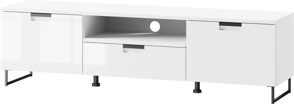 HALINA moderný TV stolík, biela/biela lesk