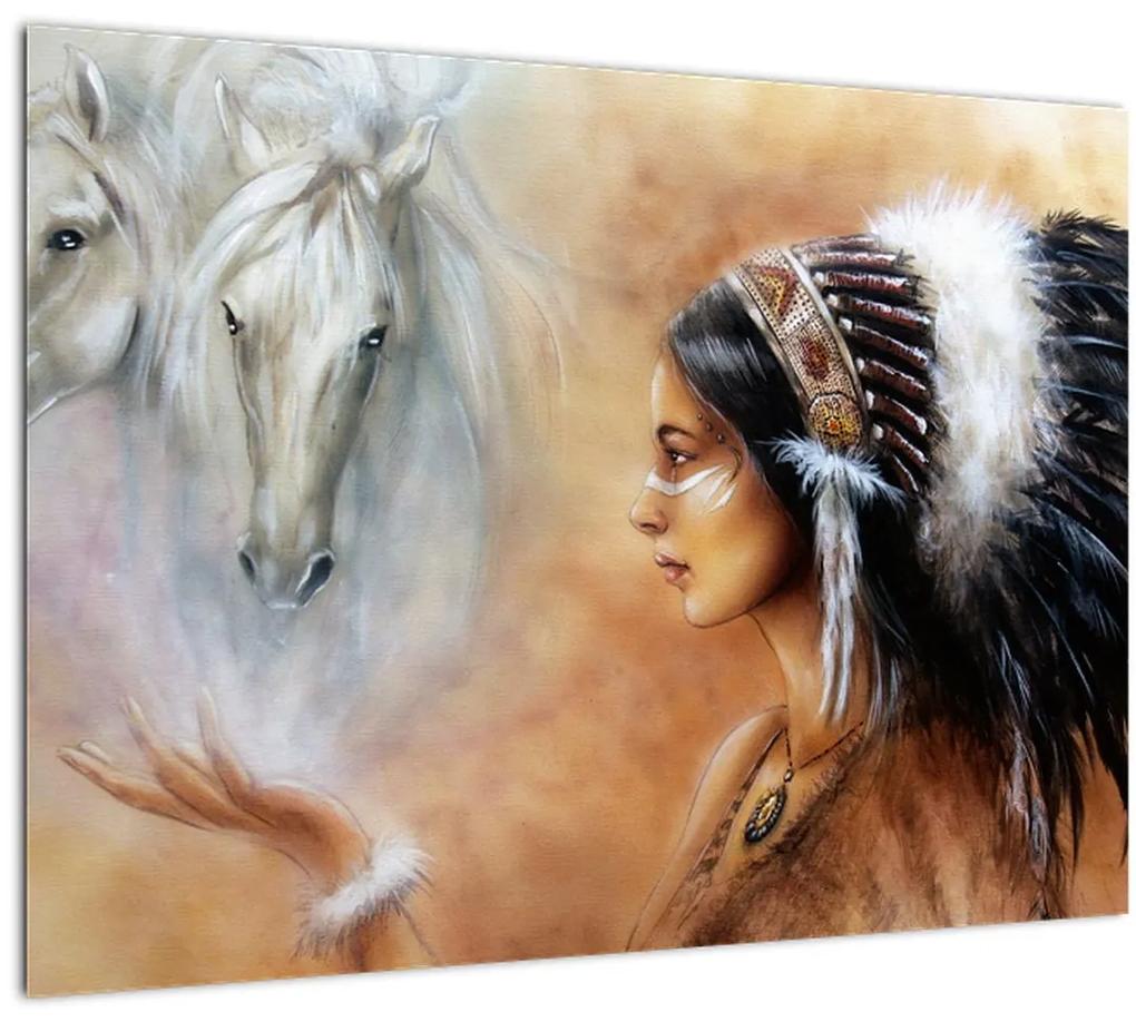 Sklenený obraz - Kúzla indiánov (70x50 cm)