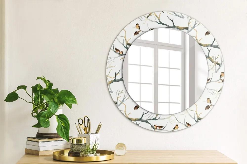 Vrabci vetvy vtákov Okrúhle dekoračné zrkadlo
