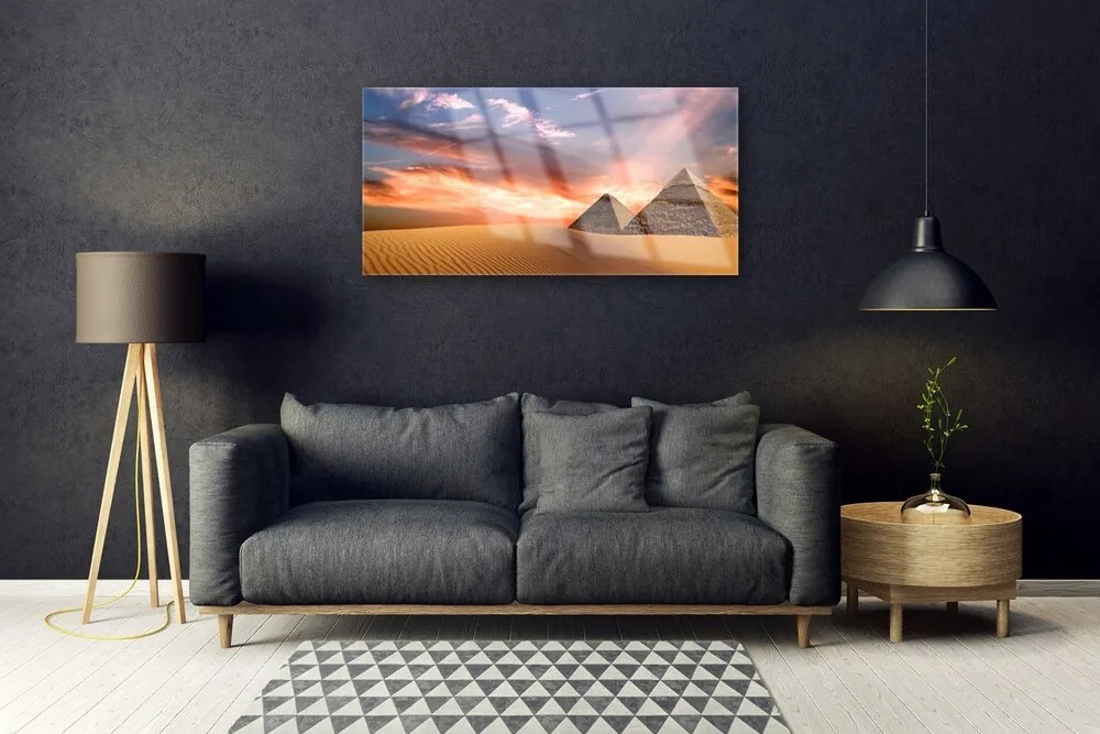 Obraz na skle Púšť pyramídy 140x70 cm