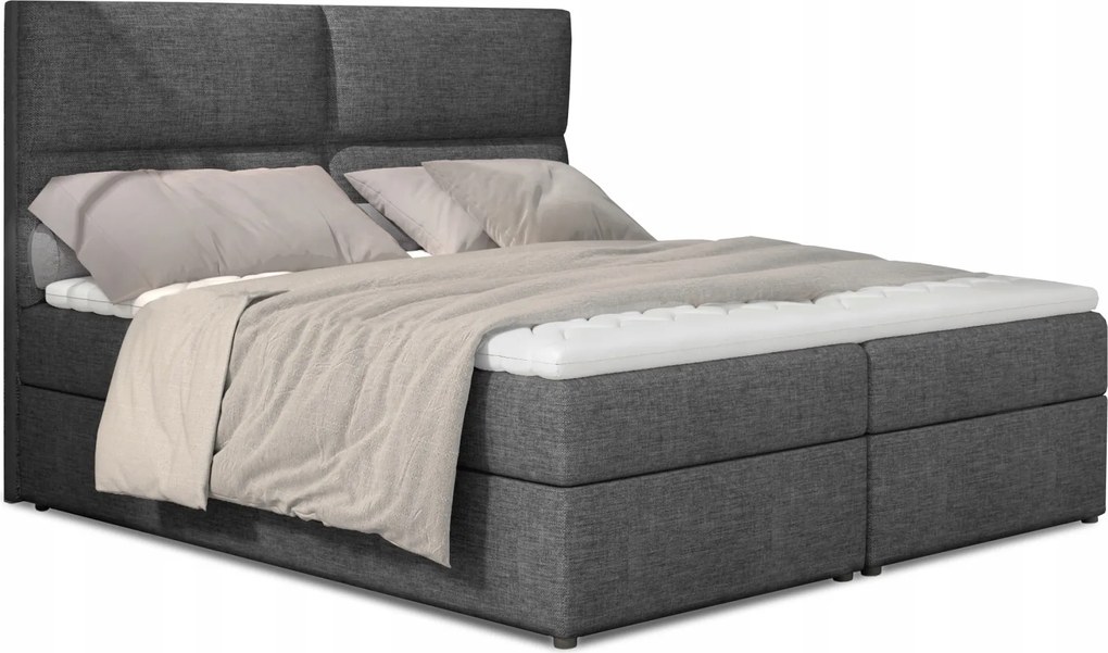 Manželská posteľ Boxspring 185 cm Alyce (tmavosivá) (s matracmi)