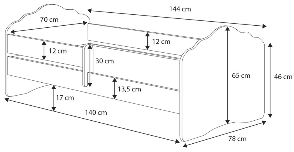 Detská posteľ s matracom Camos 70x140 cm - biela