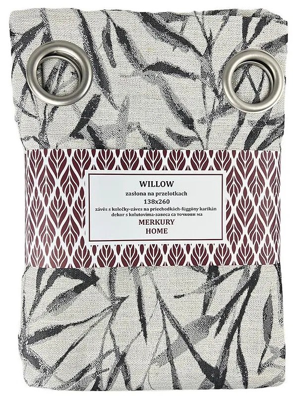 Záves Willow šedá na priechodkách 138x260