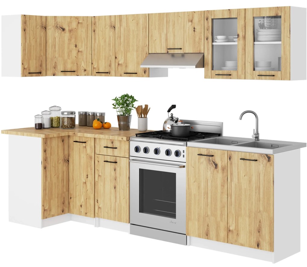 Závesná kuchynská skrinka OLIVIE W 80x58 cm matná biela/dub remeselný