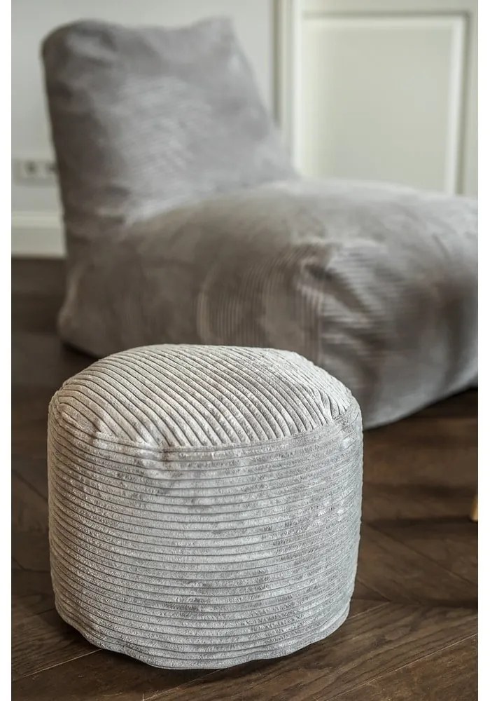 Svetlosivý menčestrový sedací vak Mini – SLOWDOWN