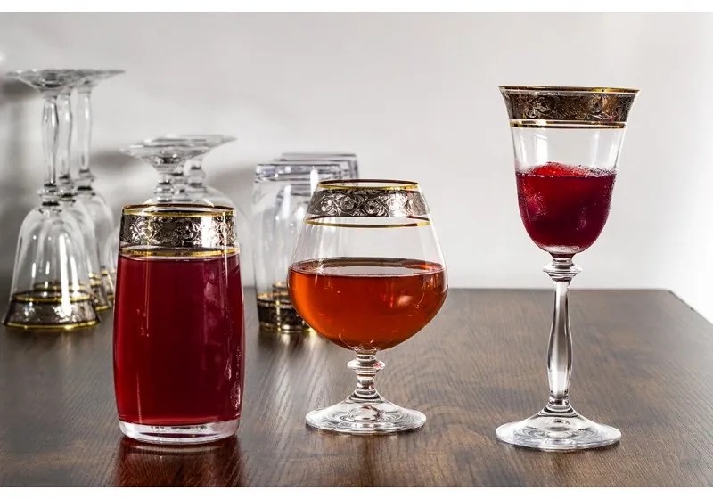 BOHEMIA ANGELA ZLATO-PLATINOVÝ POHÁR 185 ML SADA 6 KS