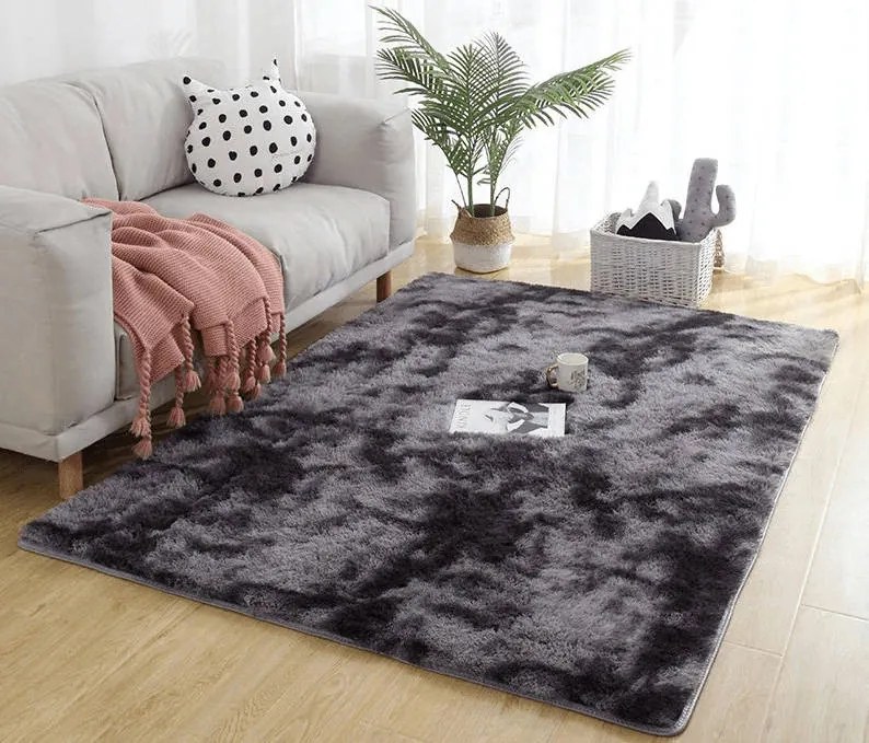 Tmavosivý shaggy koberec s ombre prechodom – obdĺžnikový Rozmer: 120x170 cm