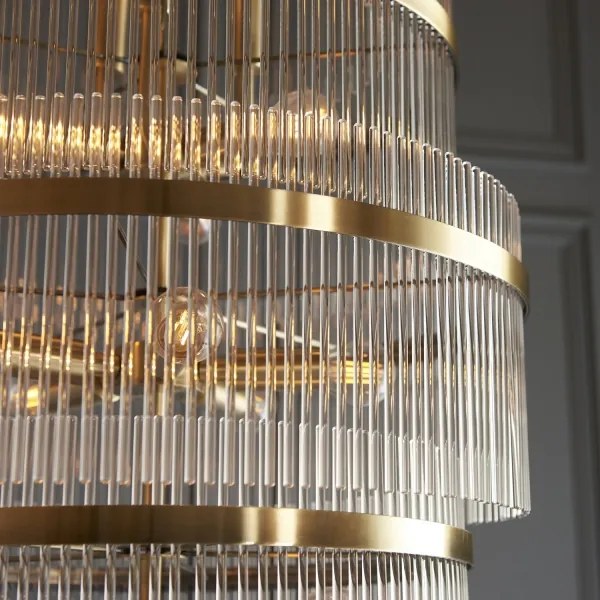 Endon 112793 - Luster na reťazi MARIETTA GRAND 21xE14/6W/230V mosadz/číra