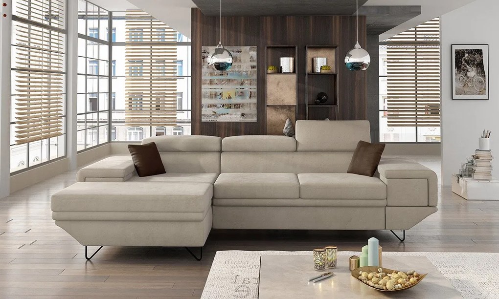 Moderná rohová sedacia súprava Arcadia, Dostupné poťahy: Fresh 34 + Fresh 34 + Senegal 818, Strana: pravá
