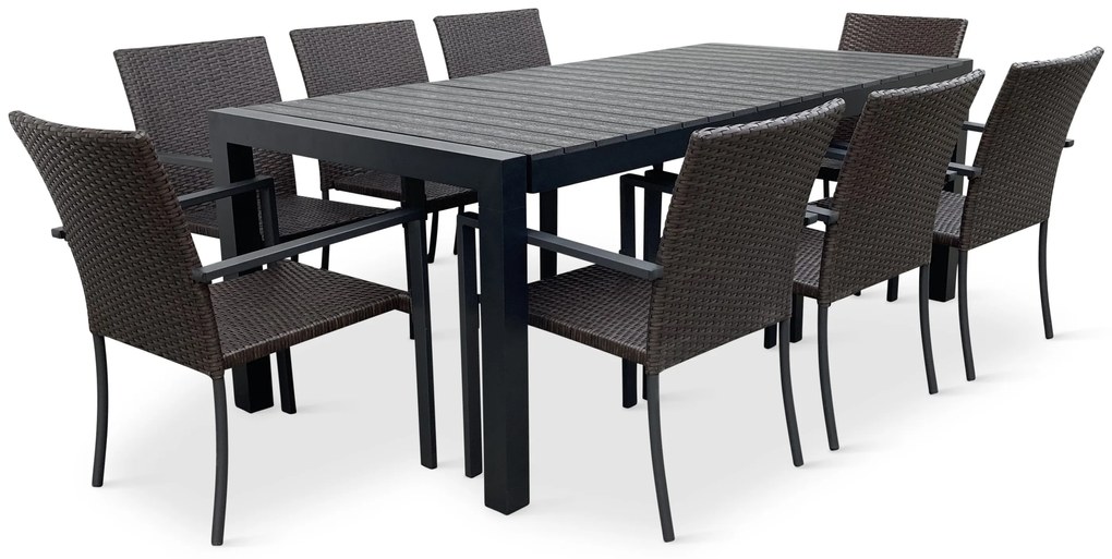 Záhradný jedálenský set Grande Pasto + 8x ratanová stolička Wicker Pat