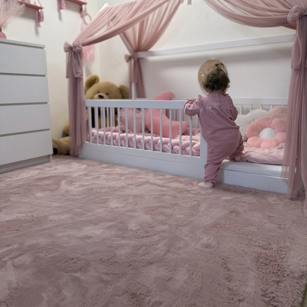 Ayyildiz, Kusový koberec Pouffy 5100 Rose, 60x110, ružová, obývacia izba