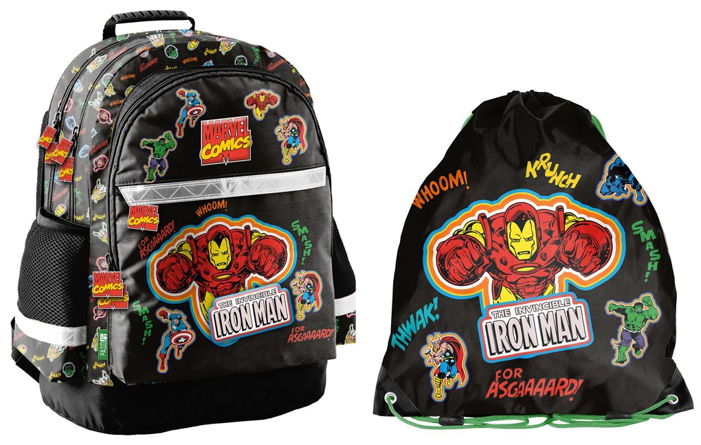 Paso Školský set trojkomorový batoh + vak na chrbát Iron Man