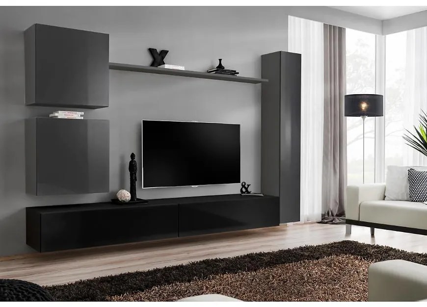 Obývacia stena Switch VIII Grafit/Čierna