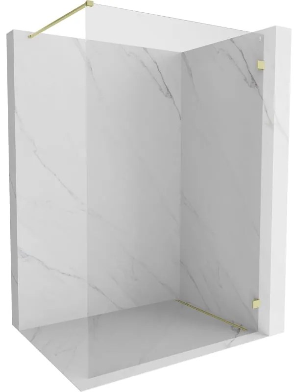 Mexen Lunar sprchová stena pravá 130 x 200 cm, 8mm číre sklo, zlatá matná, 830-130-000-55-00-P