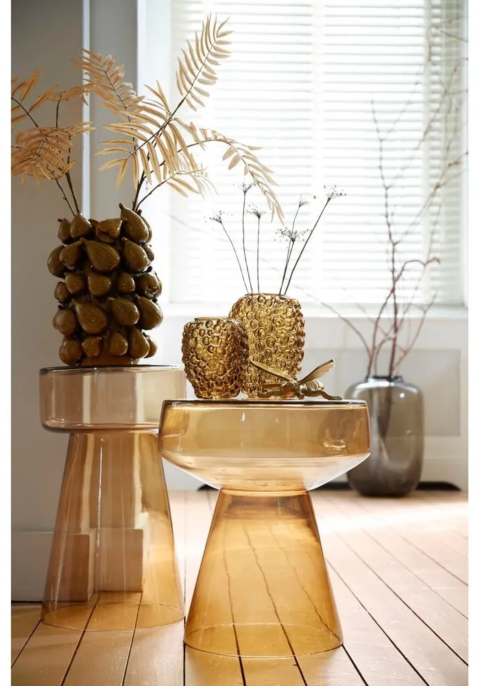 Sklenený okrúhly odkladací stolík ø 37 cm Dakwa – Light &amp; Living