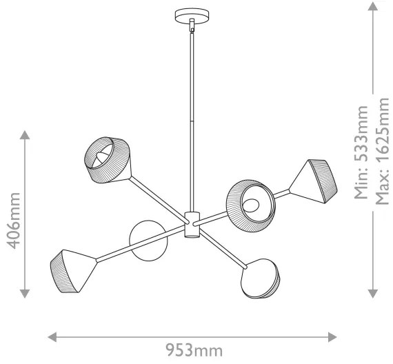 Alora Mood ALM-DAPHNE6-MB - Luster na tyči DAPHNE 6xE14/40W/230V