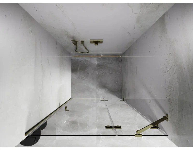 Mexen, Mexen Lunar pravé otočné sprchové dvere 110 cm, transparentné, zlaté - 834-110-000-50-00-P