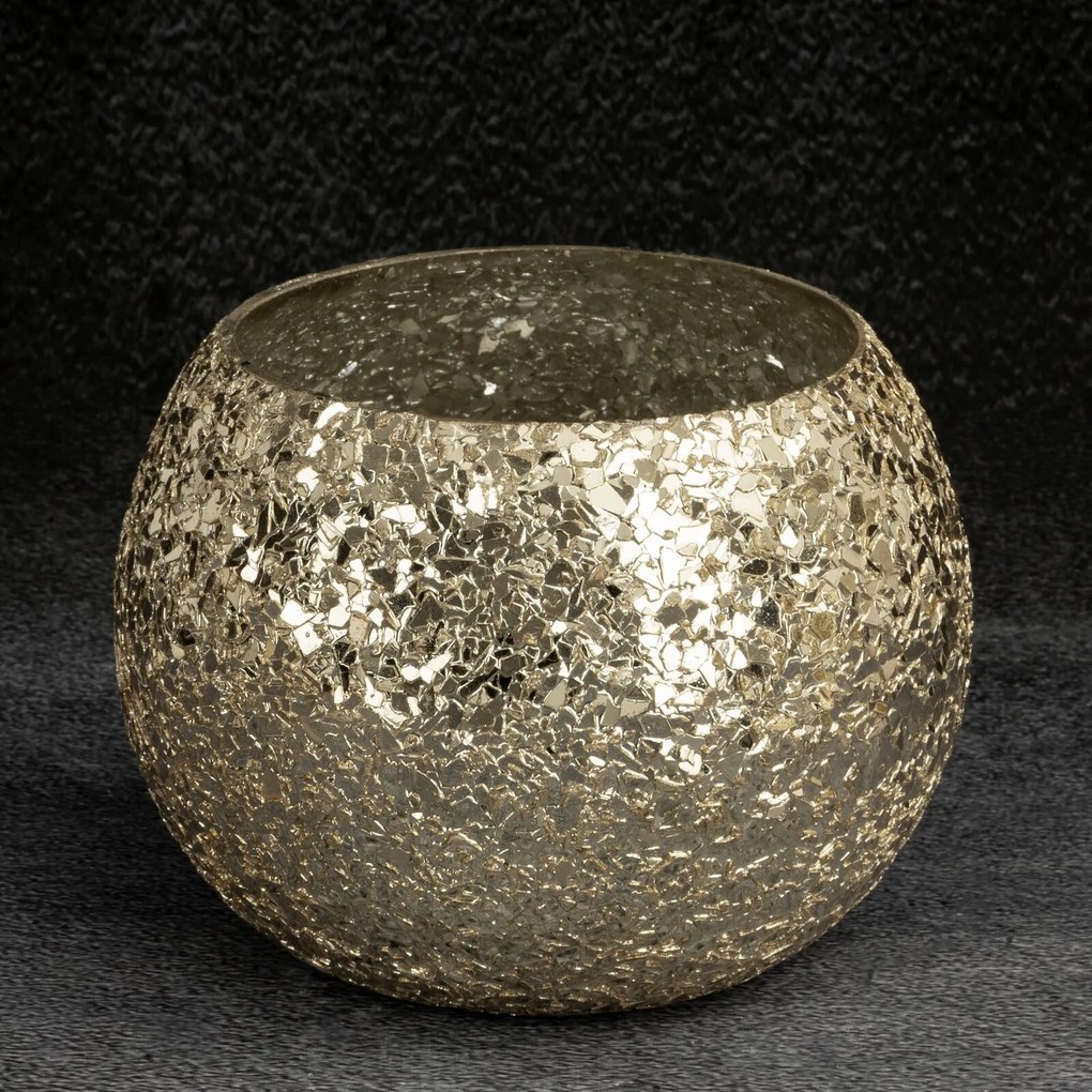 SKLENENÝ SVIETNIK MELIA 14X14X10 CM ZLATÁ